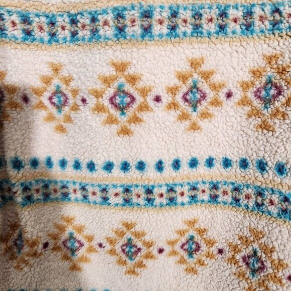 Sonoma Womens Medium Faux Fur Quarter-Zip Pullover Sweater Aztec - Picture 8 of 14